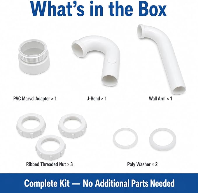 1-1/4 Inch P-Trap Kit, Polypropylene Tubular - Image 4