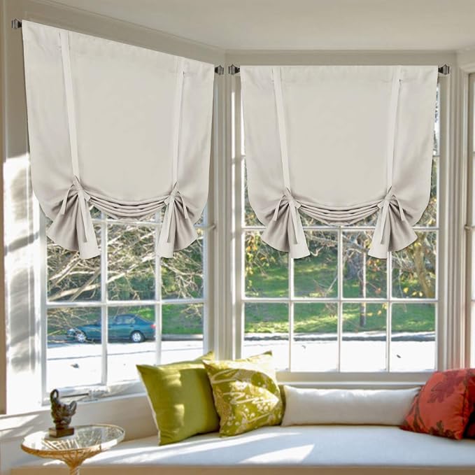 H.VERSAILTEX Blackout Room Darkening Curtain Balloon Tie Up Curtains by HVERSAILTEX