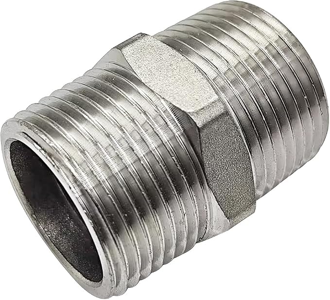1-1/2" Male to 1-1/2" Male NPT Hex Nipple, Pipe Fittings 304 Stainless Steel by JoyTube
