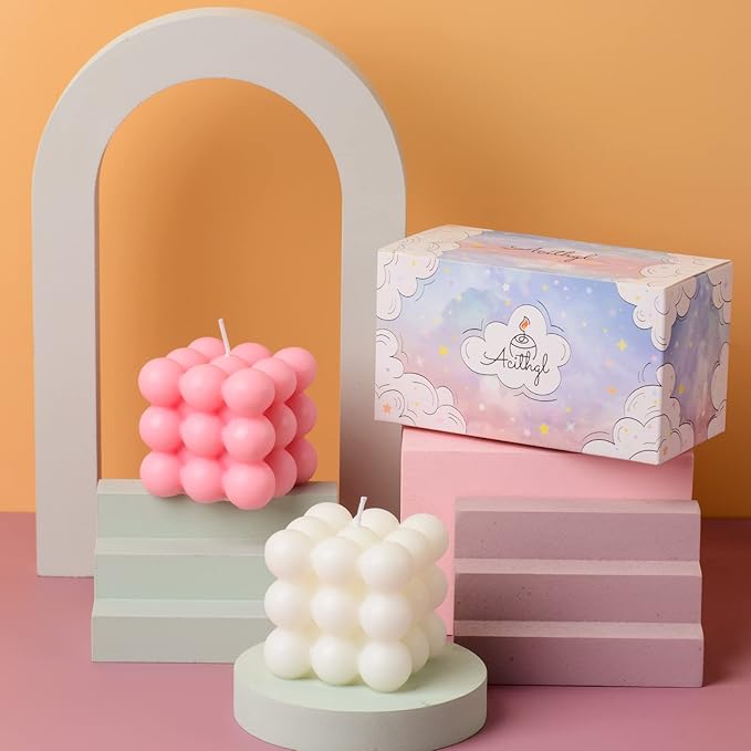 Bubble Candle - Cube Soy Wax Home Decor Scented Candle Set 2 Pieces - Image 4