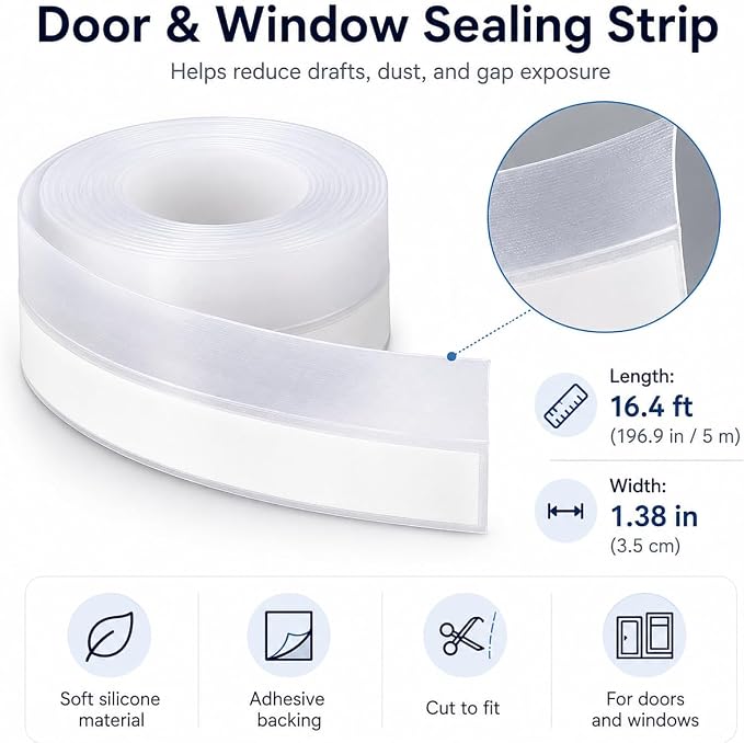 Ruxacty Weather Stripping Tape, Self Adhesive Door Seal Strip - Image 2
