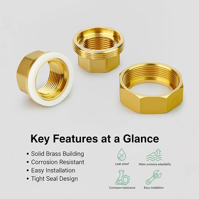 2PCS Brass Union，1/2" NPT Female x 1/2" NPT Female Brass Pipe Fitting - Image 6