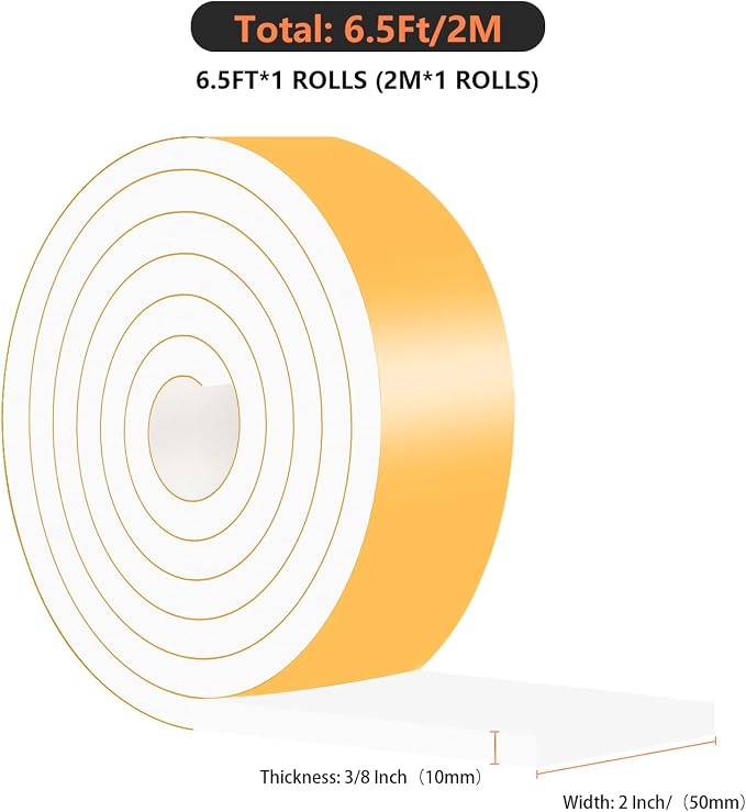 Weather Stripping Door Seal, High Density CR, 2 in x 3/8 in x 6.5Ft | Door - Image 4