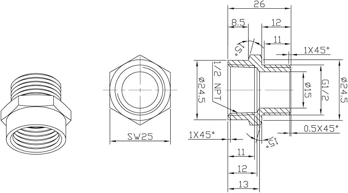 Cascada Lead-Free Brass Adapter, G Thread British BSPP Male to NPT Female | - Image 8