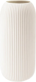 Ceramic Vase for Flowers – Modern Small Ribbed Textured Flower Vase for Home by RIKBVOM