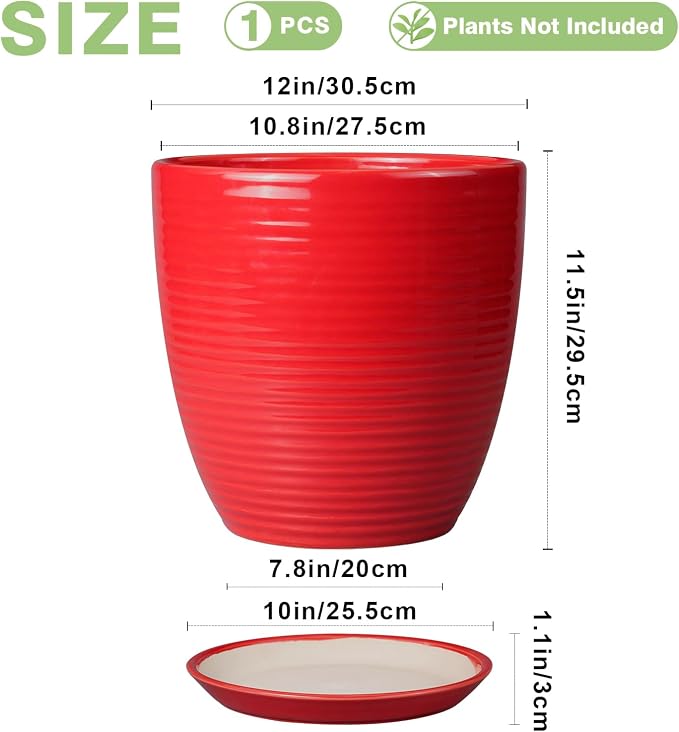 Ceramic Pot for Plants 12 Inch - Image 3
