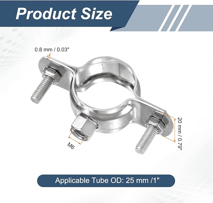 HARFINGTON 8 Pcs Adjustable Pipe Bracket Clamps1" Stainless Steel Wall Ceiling - Image 2