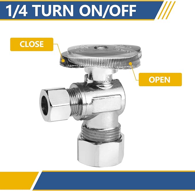 5 Pack GUOFIS Angle Compression Stop Valve, 1/4 Turn Water Shut Off Valve | - Image 5