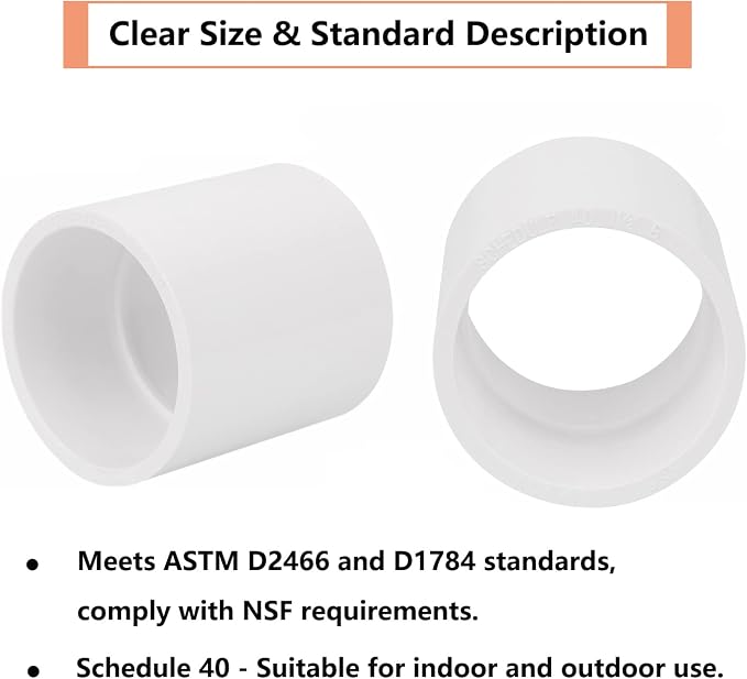 10Pack 1-1/2" PVC Pipe Coupling Adapter Pipe Fittings Contractor Pack Schedule - Image 4