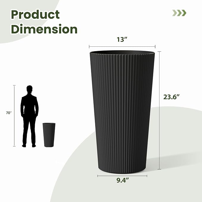 24" Tall Planters for Outdoor Plants Set of 2 - Image 2