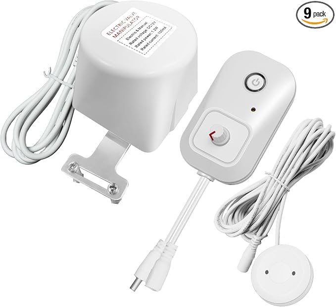 Water Leak Detector with Automatic Shutoff, Plug-in Power Control | Includes by Brezoo