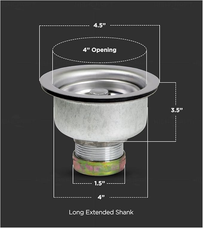 Highcraft 9753 Kitchen Sink Stainless Steel Drain Assembly - Image 5