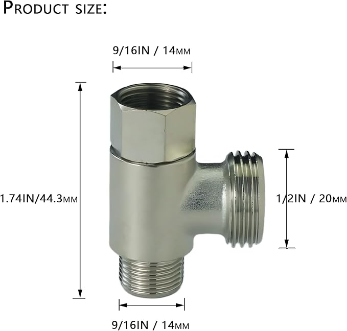 Brass 3/8"x1/2"x3/8" T-Type 3-Way Tee Splitter | 3-way adapter - Image 3