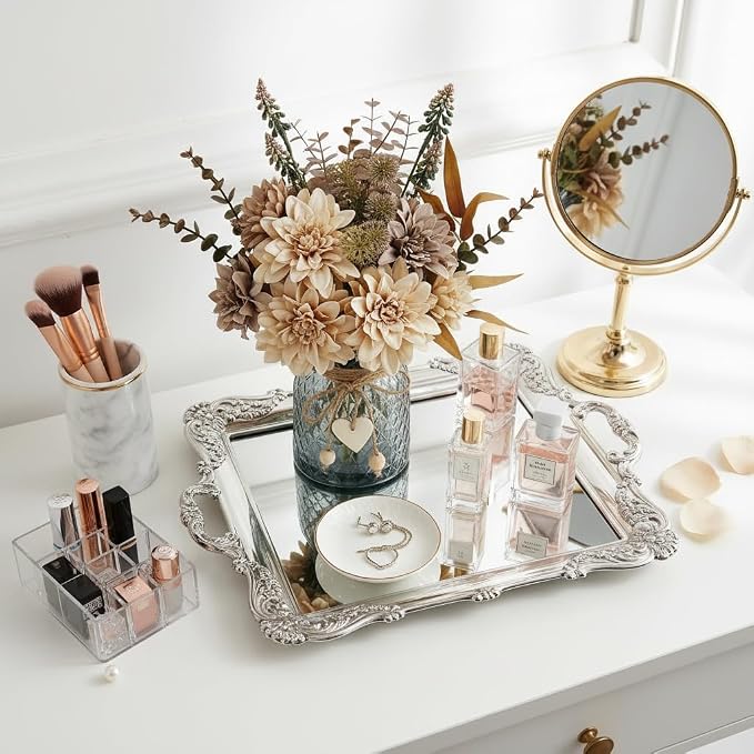 Faux Flowers in Vase, Light Brown Fall Fake Flowers - Image 5