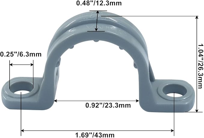 1/2 Inch PVC Pipe Strap, 20 Pack | 2-Hole, Plastic Conduit Clamp, Pipe Supports - Image 3