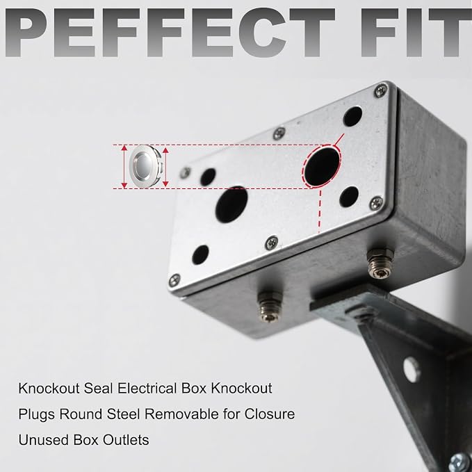 40 Pack Knockout Seals, Galvanized Steel Electrical Box Plugs, Zinc-Plated Rust - Image 2