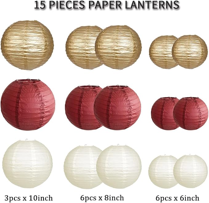 Paper Lanterns Party Decorations, Round Hanging Paper Lanterns Decorations - Image 2