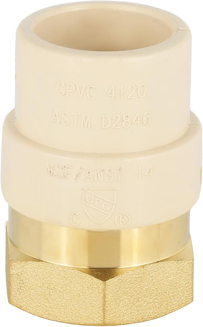 EFIELD 3/4"CPVC X 3/4"Female Thread NPT Transition Coupling, Brass Adapter Pipe - Image 2