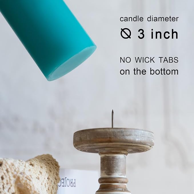 MOZEAL 3" x 8" Hand-Poured Unscented Large Candle, Smokeless Rustic Pillar - Image 4