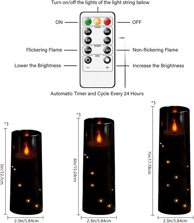 Nimiko Flickering Flameless LED Candles, Acrylic LED Pillar Candles - Image 2