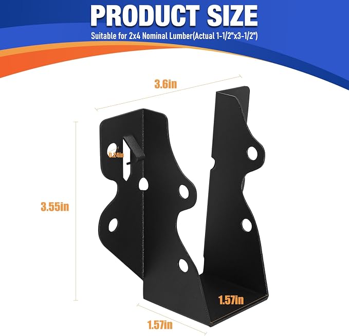 24PCS 2x4 Joist Hanger, Joist Bracket, Hurricane Ties - Image 3