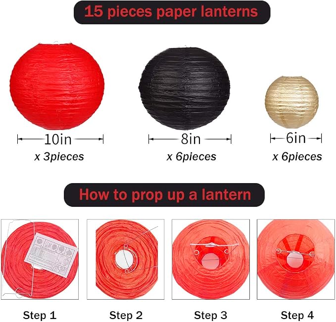Paper Lanterns Decorative, Round Hanging Paper Lanterns Decorations - Image 3