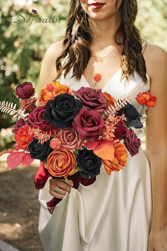 Serwalin Black Orange Artificial Flowers Combo Fall Flowers - Image 5