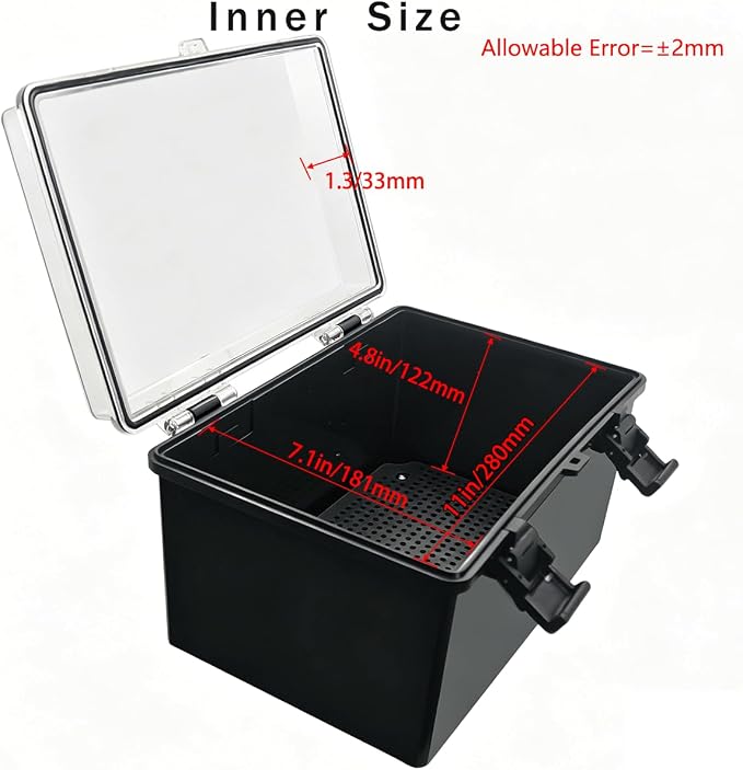 Junction Box, Hinged Black Clear Cover IP67 Waterproof ABS Project Box - Image 3