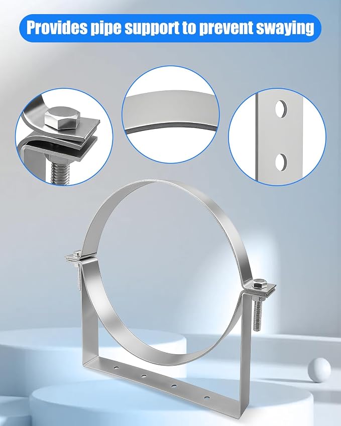 10 Inch Pipe Hanger Chimney Support Bracket | 2 Pcs Heavy Duty Steel Rigid - Image 3