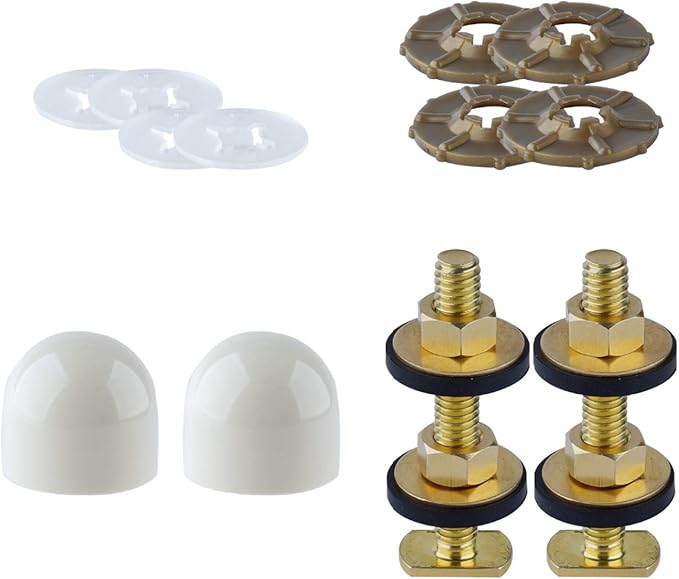 Hibbent Toilet Floor Bolts and Caps Set, Bolt Screws and Washer Gaskets - Image 4