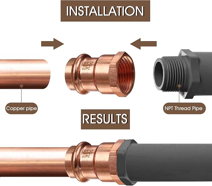 Copper Press Fittings 12pk, 3/4" Press x 3/4"NPT Copper Press Female Adapter | - Image 5