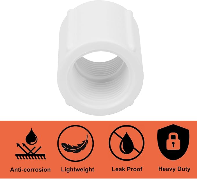 10Pack 3/4" Double Female Thread PVC Pipe Coupling Adapter Pipe Fitting - Image 5