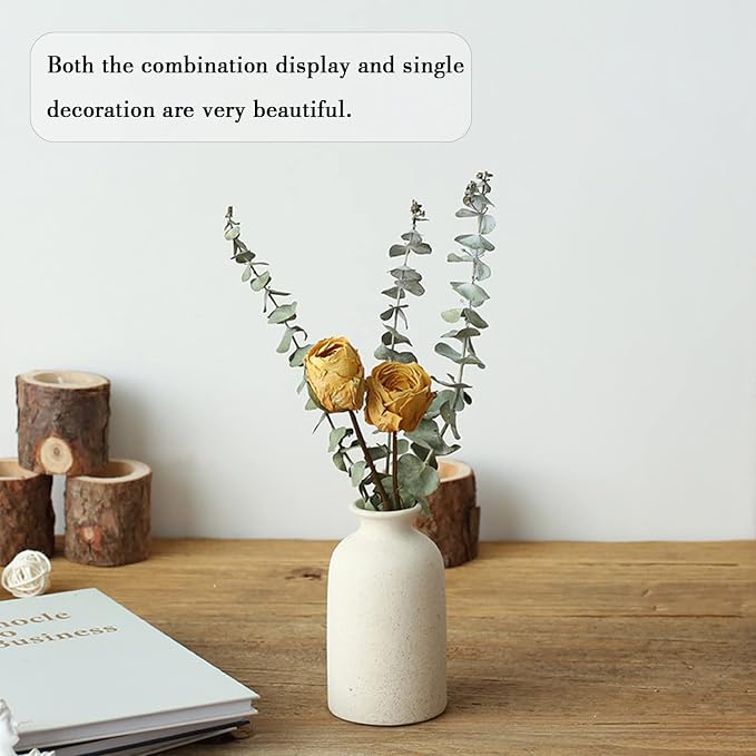 CEMABT Beige Ceramic vase Set-3 Small Flower vases - Image 6