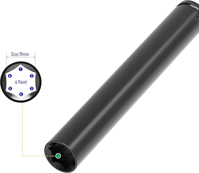 1/2" Drive Socket Set, 19mm Deep Impact Socket, Heat-Treated CR-V Steel - Image 3