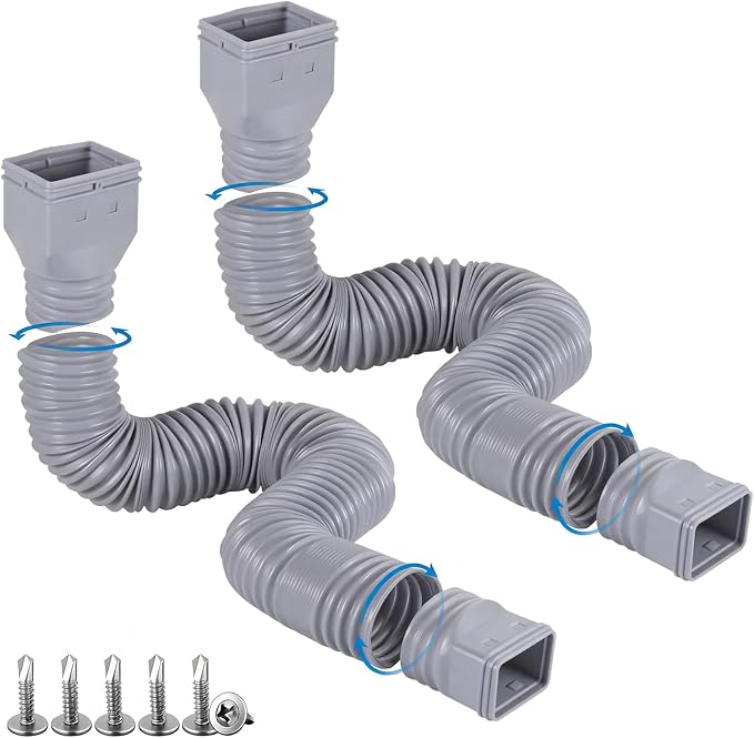 plusgutter Rain Gutter Downspout Extensions Flexible, Drain Downspout Extender by plusgutter