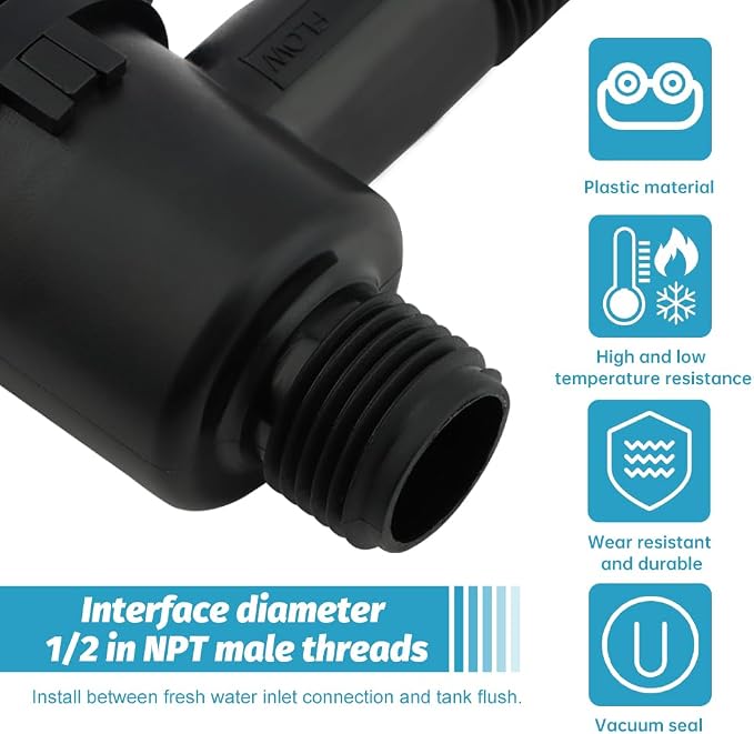 571-Vac-Chk RV Black Tank Valve, 1/2" NPT, Check Valve, RV Sewer Fittings - Image 5