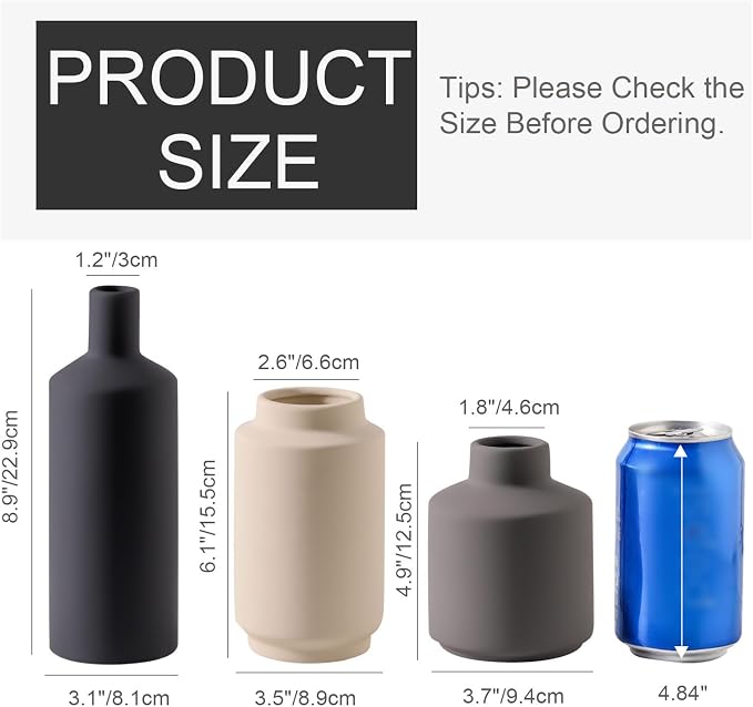 Ceramic Vase Set of 3, Modern Decorative Vases - Image 2