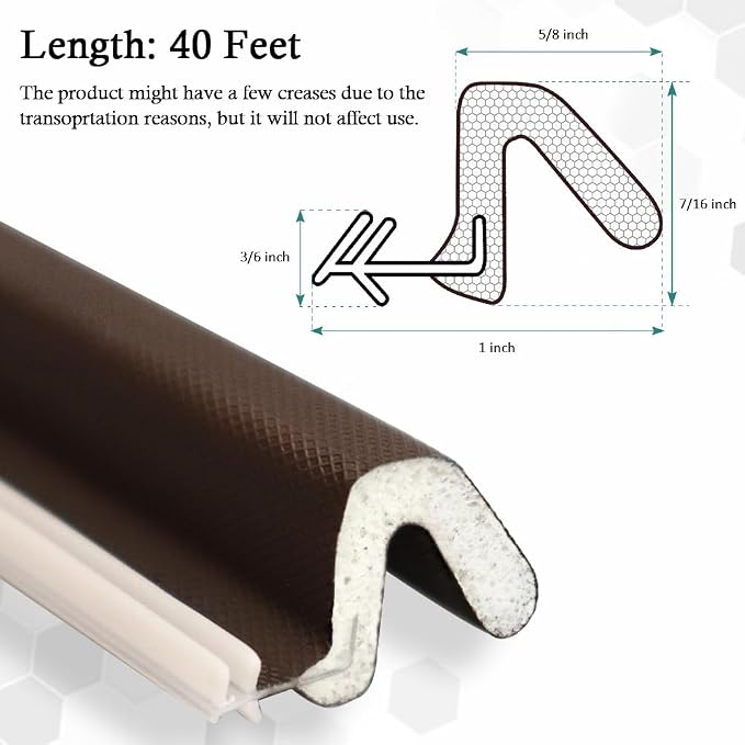 LSGCQ Kerf Weather Stripping for Door Seal Strip, 40 Ft, Front Door Seal Strip - Image 3