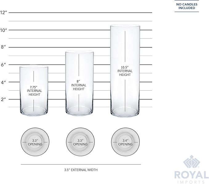 Royal Imports Glass Cylinder Flower Vase Set of 3, Floating & Votive Candle - Image 6