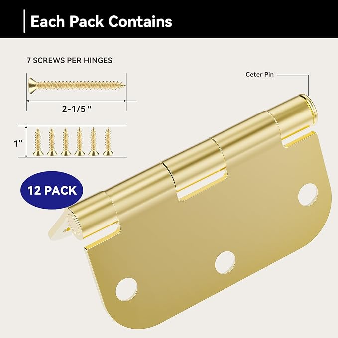 Door Hinges Polished Brass - Image 3