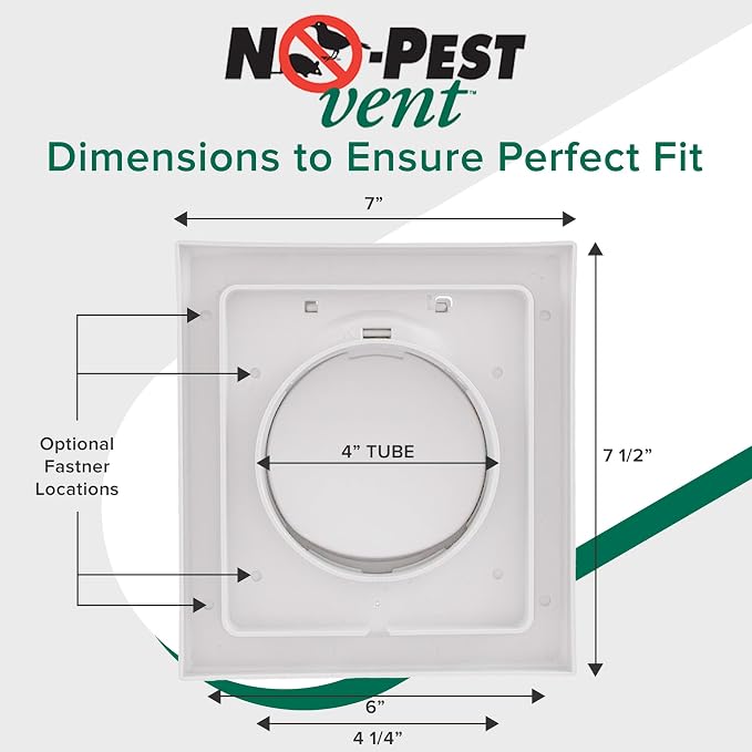 NO-PEST VENT Dual Door Dryer Vent Cover 4 Inch Outdoor, Made in USA, Highest - Image 6