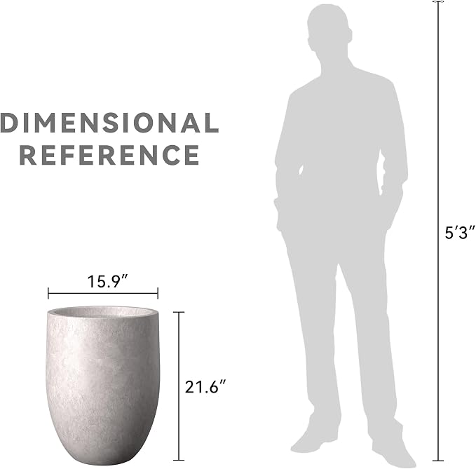 Kante Large Round Bullet CON Gray Concrete Planter 21.7" Tall, Outdoor | Rubber - Image 7