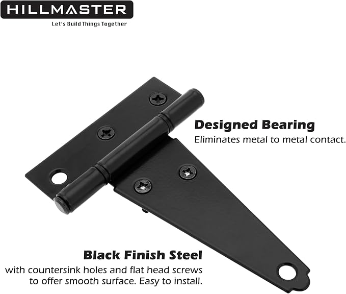 Hillmaster 4 Inch T-Strap Heavy Duty Shed Door Hinges - Image 7