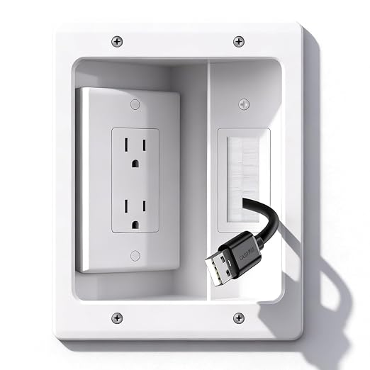 Recessed TV Outlet for in Wall Management Kit Set Box-Two-Hole Socket, TV Wall by Naerza