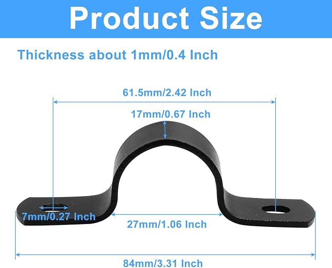 12Pcs Two Holes Pipe Strap 1" U Bracket Clamps | Heavy Duty, Rigid Strap Clip - Image 3
