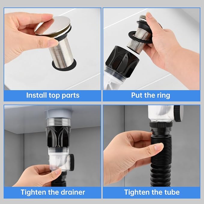 Bathroom Sink Drain Kit, Flexible P-Trap Drain Pipe - Image 5