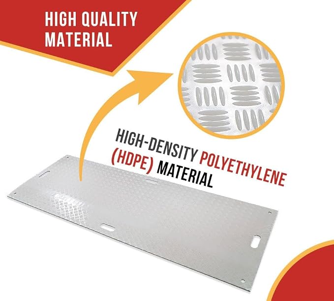 10 Pk 4' x 8' - 1/2" Thick Heavy Duty White Ground Protection Mats - Easily - Image 3
