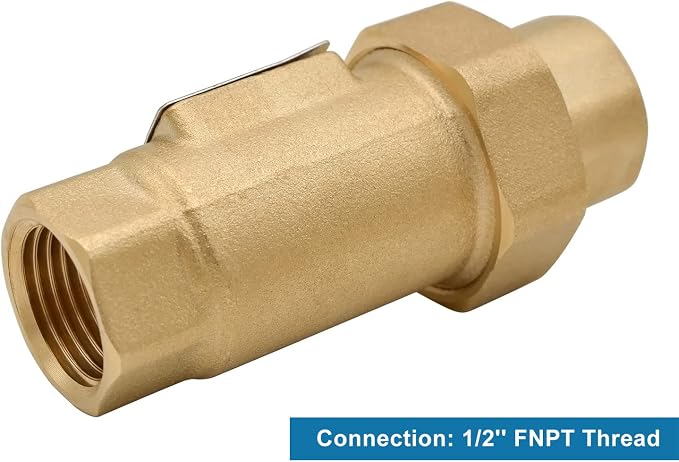 Brass Dual Check Valve, 1/2" FNPT, Solid Brass, Max 150PSI-180°F - Image 5