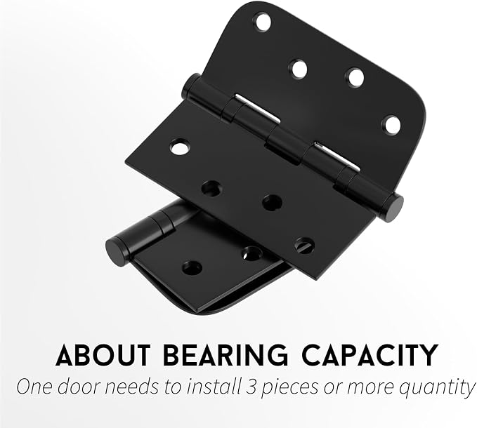 goldenwarm 3 Pack 4'' Matte Black Door Hinges – Ball Bearing 304 Stainless - Image 5