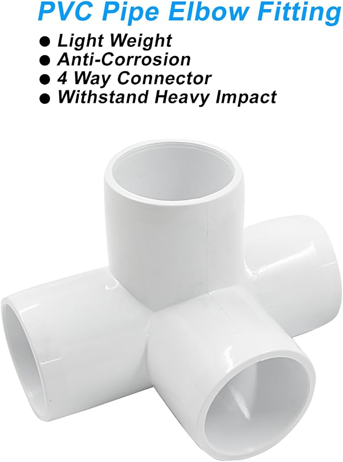 Piutouyar 4 Pcs 3/4" Elbow PVC Pipe Fitting, 4 Way | Furniture Grade Pipe - Image 5